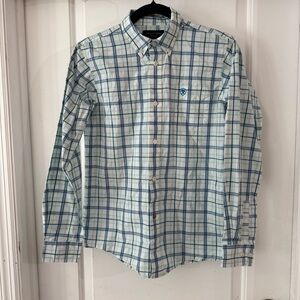 Ariat Kids White and Blue Plaid Polo